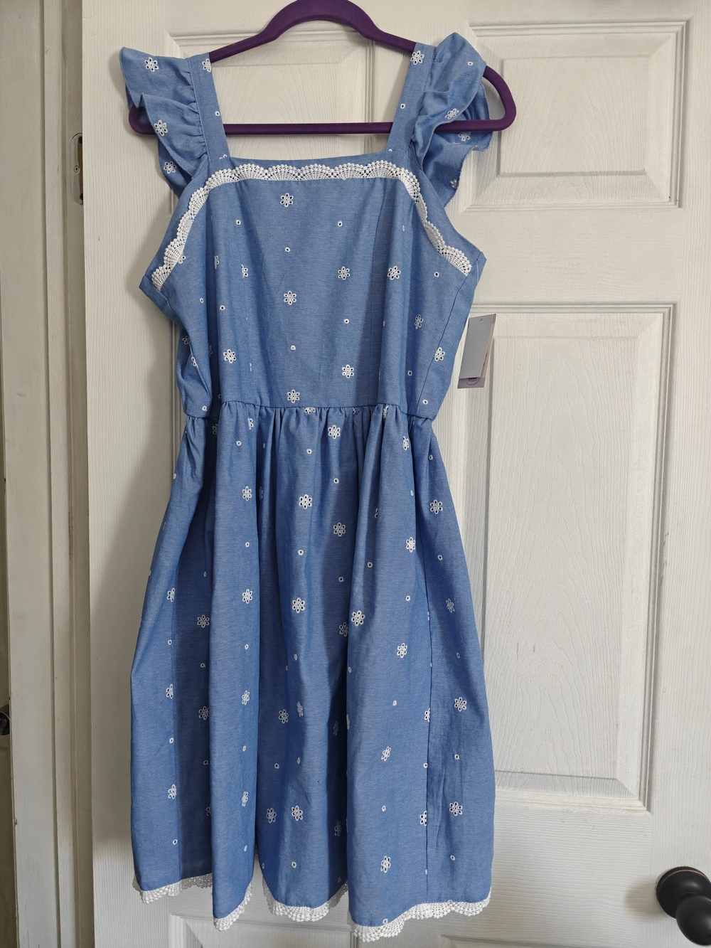 Blueberi Boulevard Blue Eyelet Ruffle Sundress Size 8